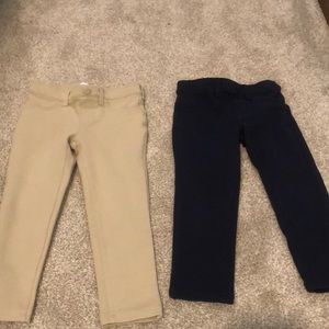 Children’s place girls navy blue and khaki uniform pants size 4.